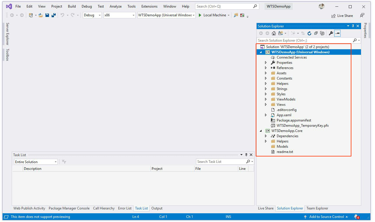 Windows Template Studio UWP development