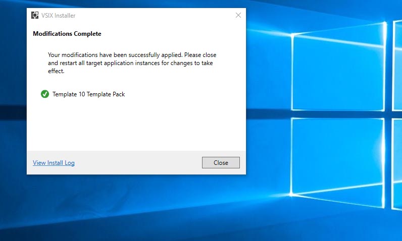 installation of template 10 UWP