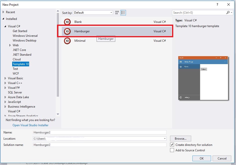 Template 10 Hamburger menu