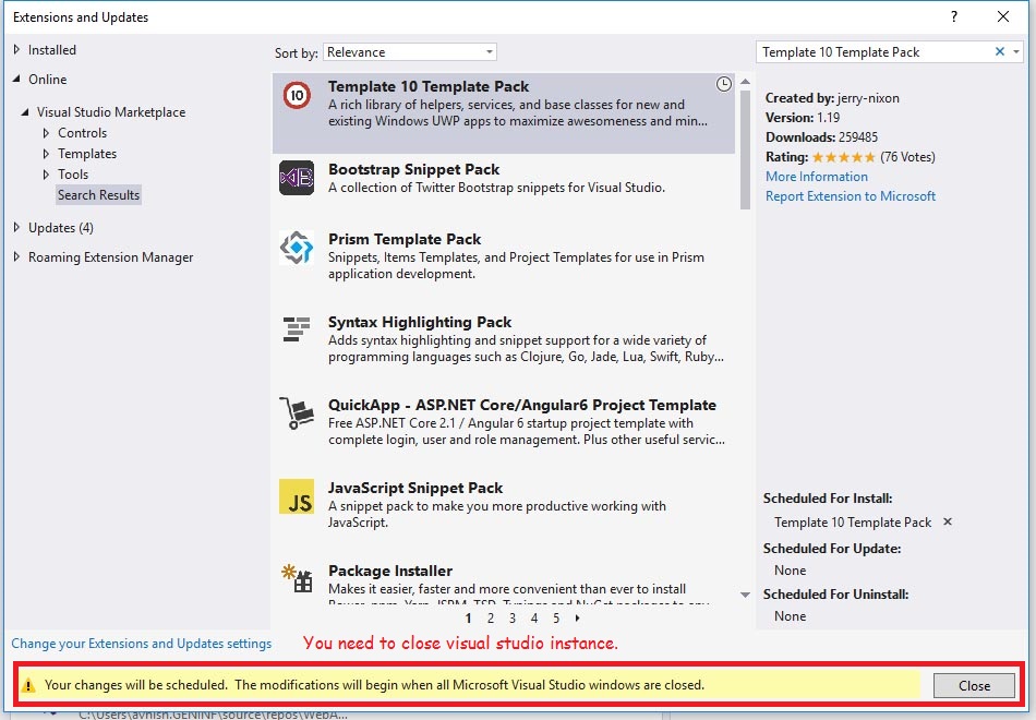 template 10 template pack uwp