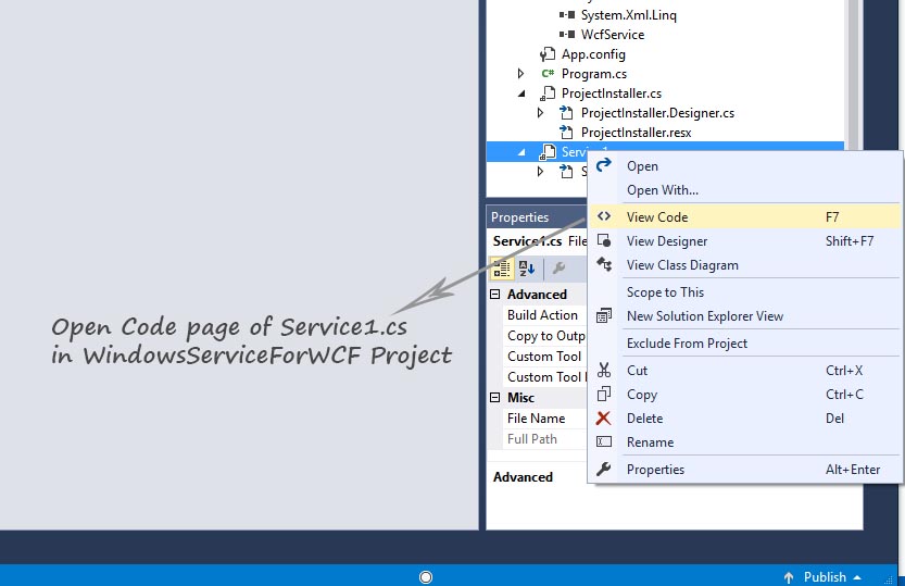open code window in VS