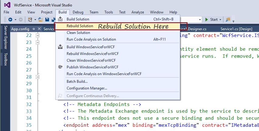 host the WCF service using Windows service