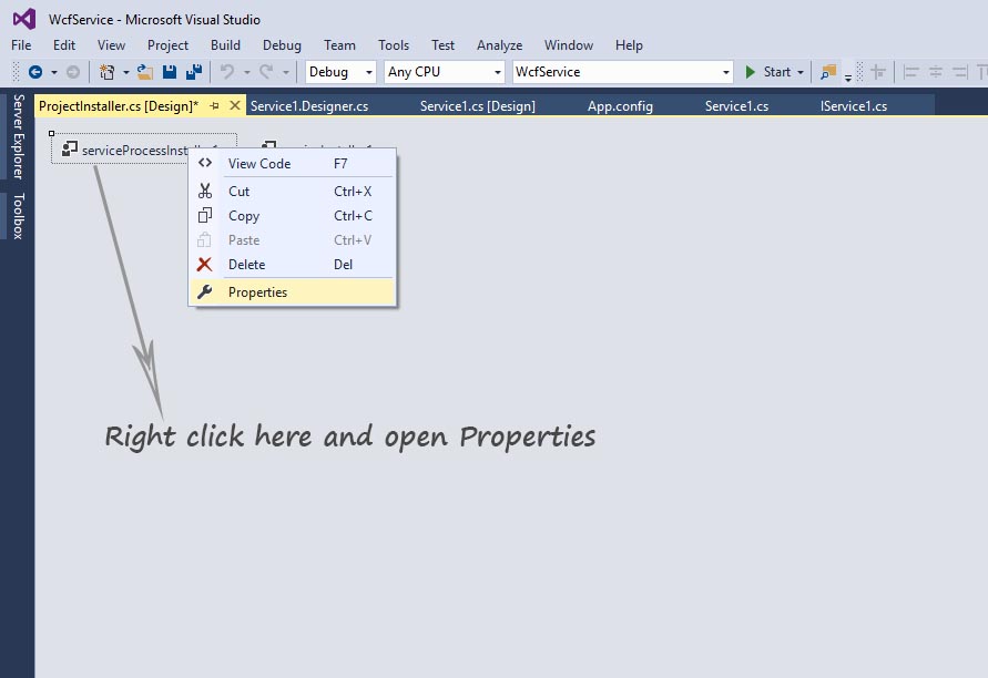 serviceProcessInstaller1 , serviceInstaller1