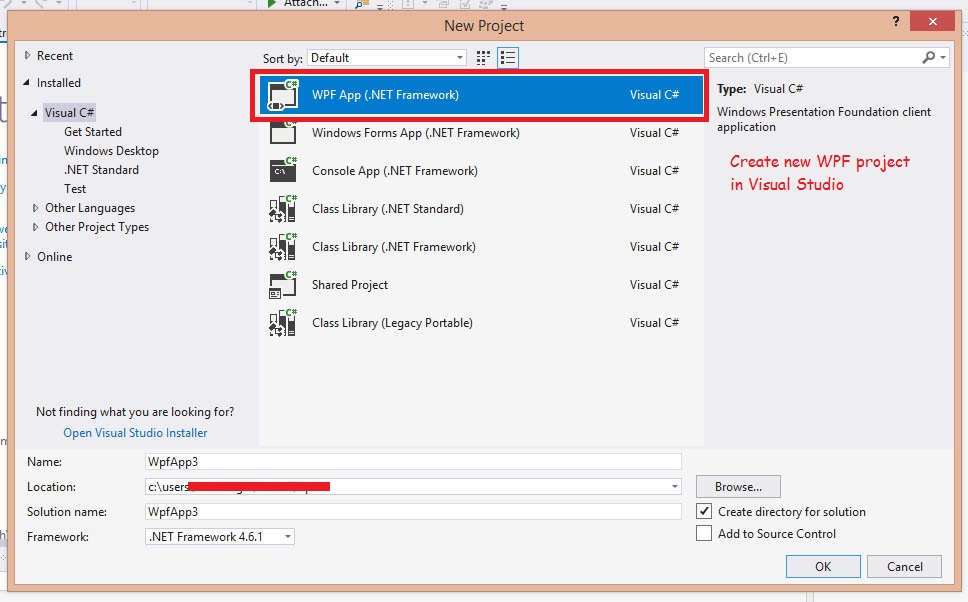 Create WPF project 